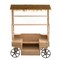 Vintiquewise Versatile Multi-Tier Shelves Wooden Rolling Cart - Perfect for Festival, Event Stand, Food Tasting Table, Garden Floral Display Rack, & Home Decor with Straw Roof and 2 Black Wheels